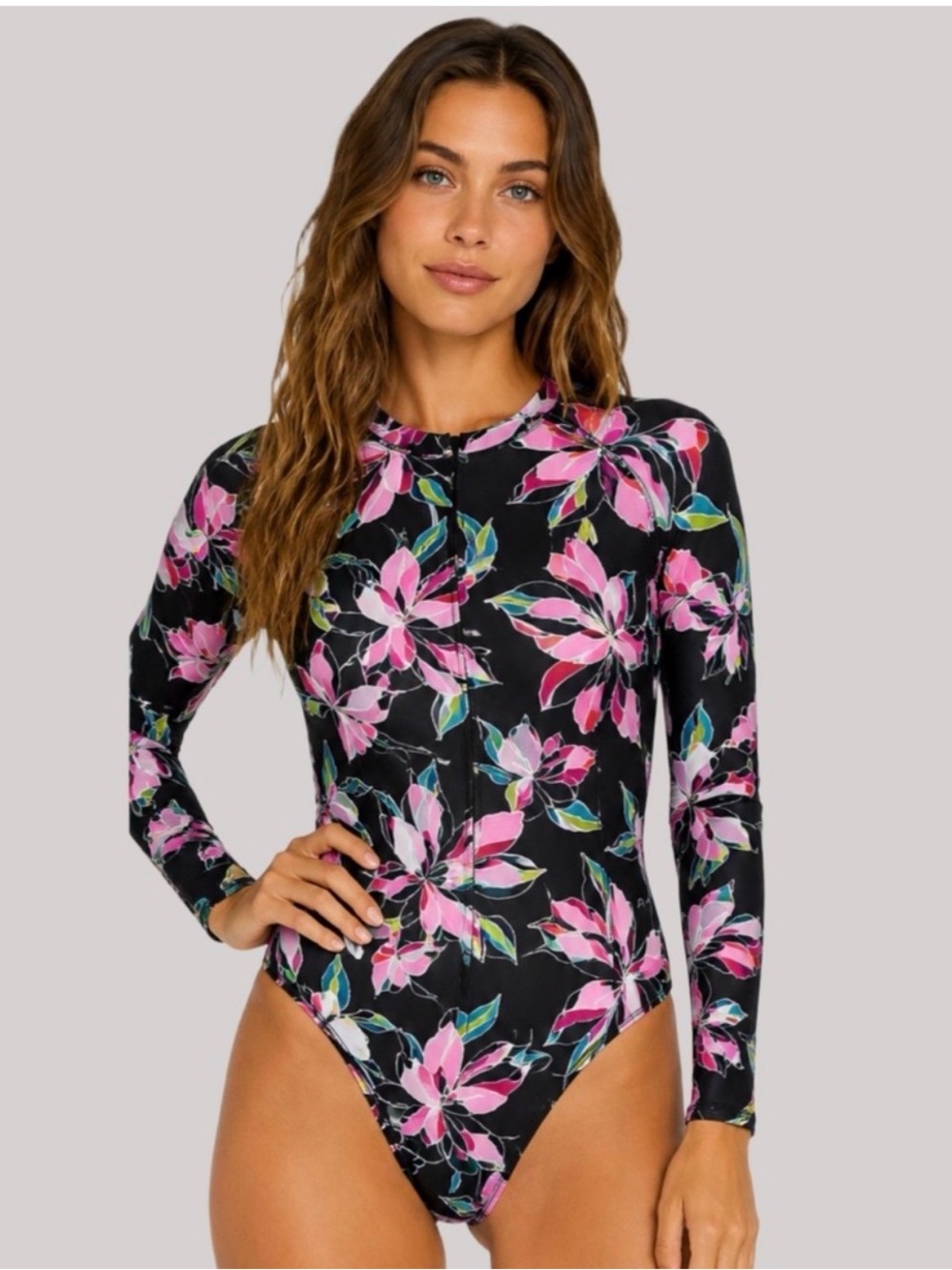 NWT Volcom Dream In Bloom Surf Suit Long Sleeve Floral Rush Guard Medium